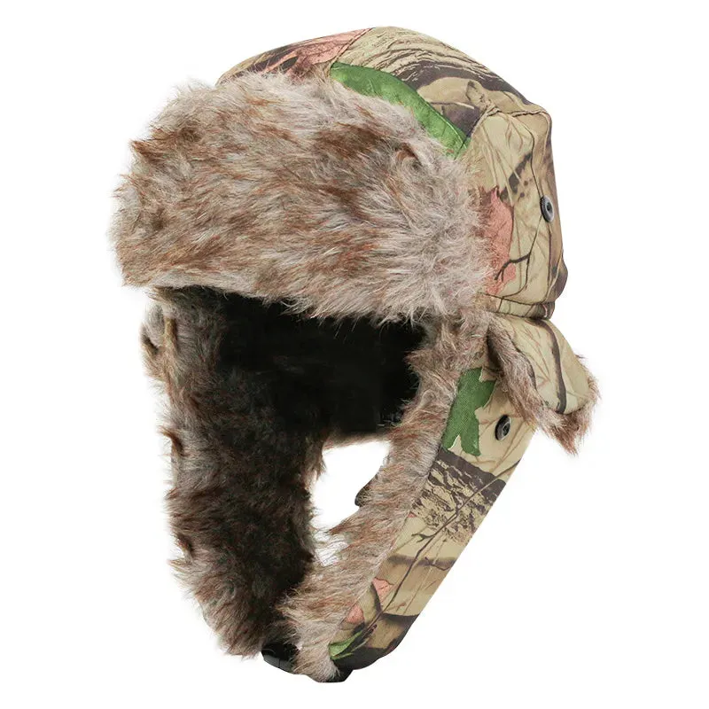 2023 Camouflag Winter Faux Fur Warm Men Women Lei Feng BomberEar Flap Cap Windproof Cycling Trooper Trapper Cold Anti-snow Hats