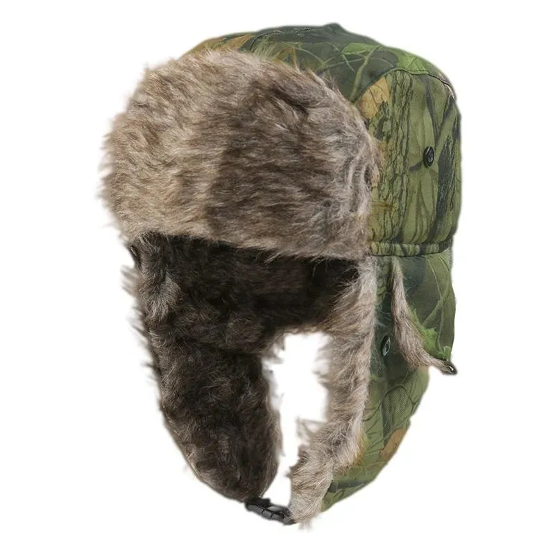 2023 Camouflag Winter Faux Fur Warm Men Women Lei Feng BomberEar Flap Cap Windproof Cycling Trooper Trapper Cold Anti-snow Hats