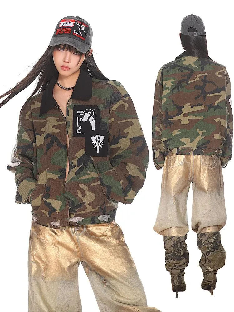 【24s Sep.】Camouflage Loose Jacket with Contrast Patch