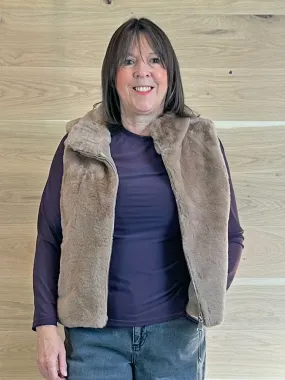 ACL Faux Fur Gilet with Zip Taupe