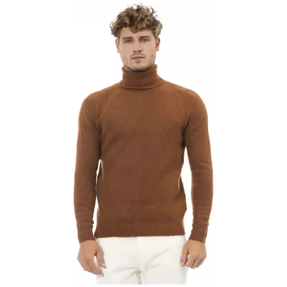 Alpha Studio Brown Alpaca Men Sweater