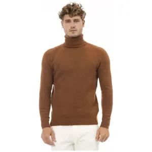 Alpha Studio Brown Alpaca Men Sweater