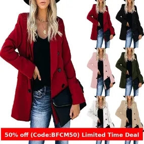 Amozae business casual outfits Wish2024 Autumn and Winter Button Coat Cardigan Lapel Cardigan Elegant Suit for Women