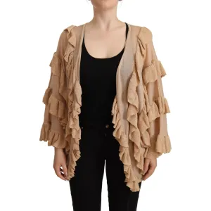 Aniye By Chic Beige Long Sleeve Open Front Cardigan