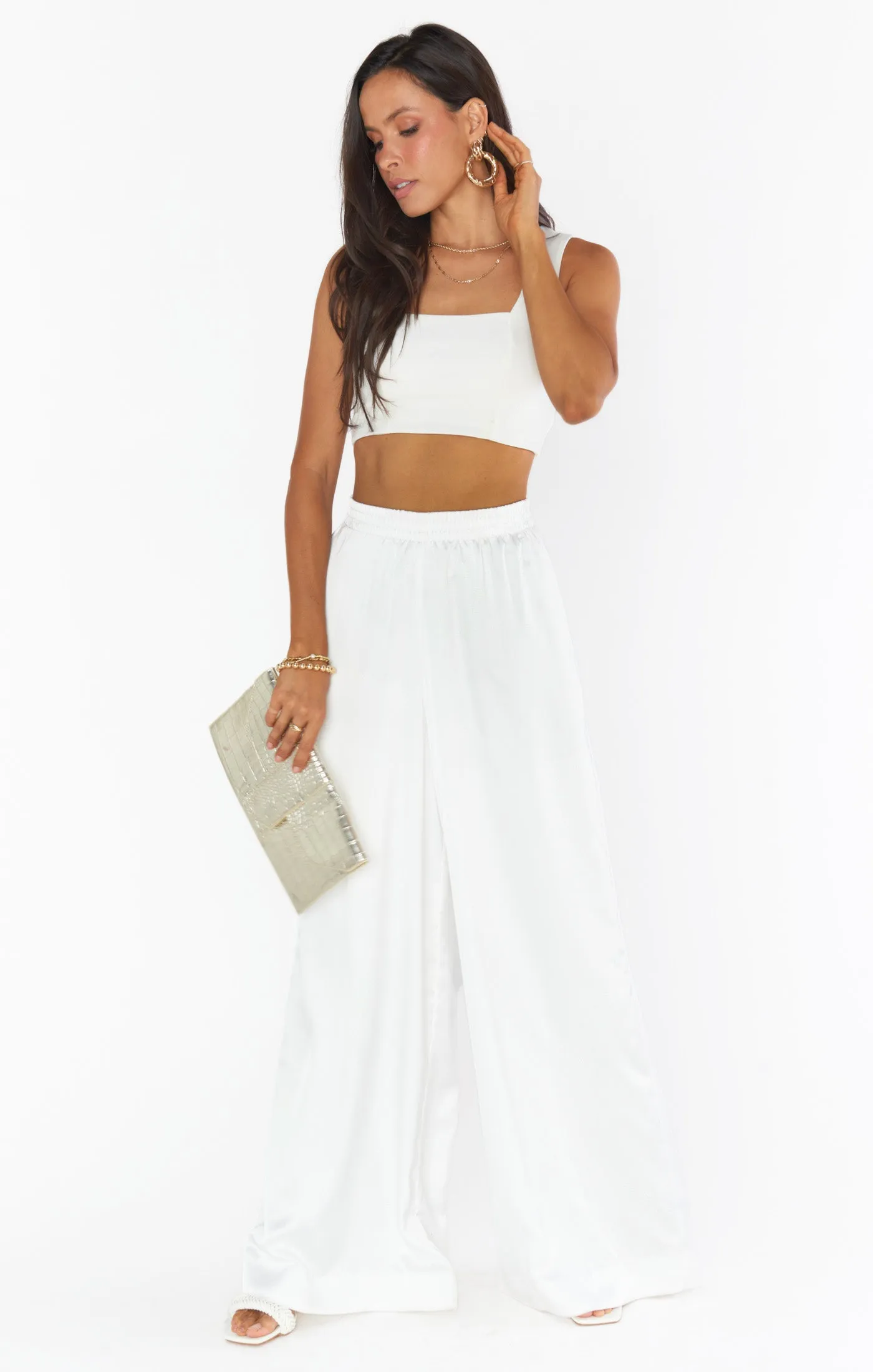 Ansley Crop Top ~ White Stretch