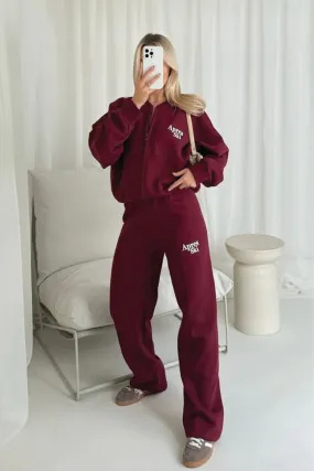 Apres Ski burgundy embroidered bomber jogger loungewear