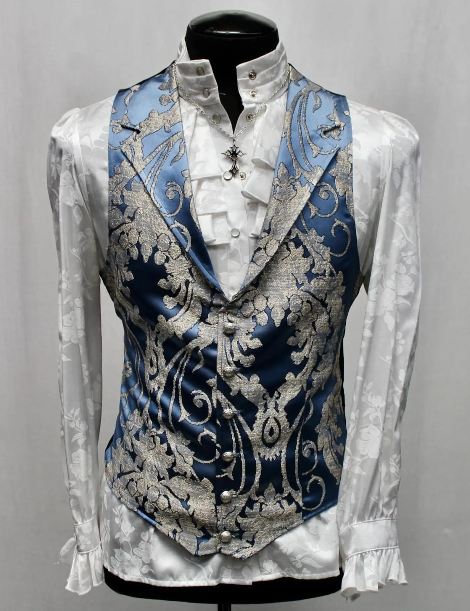 ARISTOCRAT VEST - ICE BLUE BROCADE