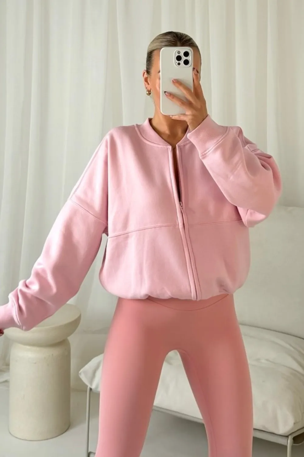 Ava light pink bomber jacket