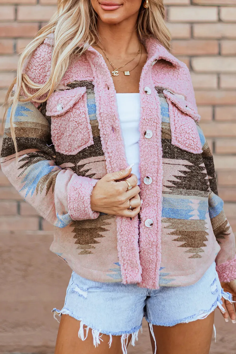 Aztec Shacket Button Up Long Sleeve Jacket choice of colors