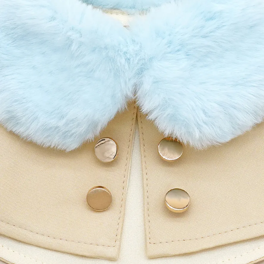 Baby Blue Faux Fur Collar in Champagne Trench Coat