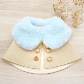 Baby Blue Faux Fur Collar in Champagne Trench Coat