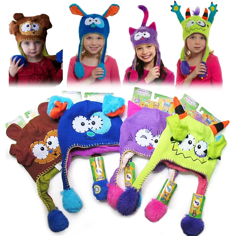 Baby Warm Knitted Cartoon Animal Moving Ears Hat