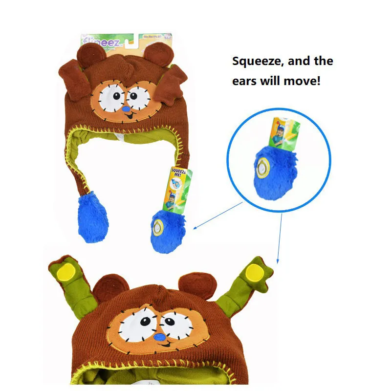 Baby Warm Knitted Cartoon Animal Moving Ears Hat