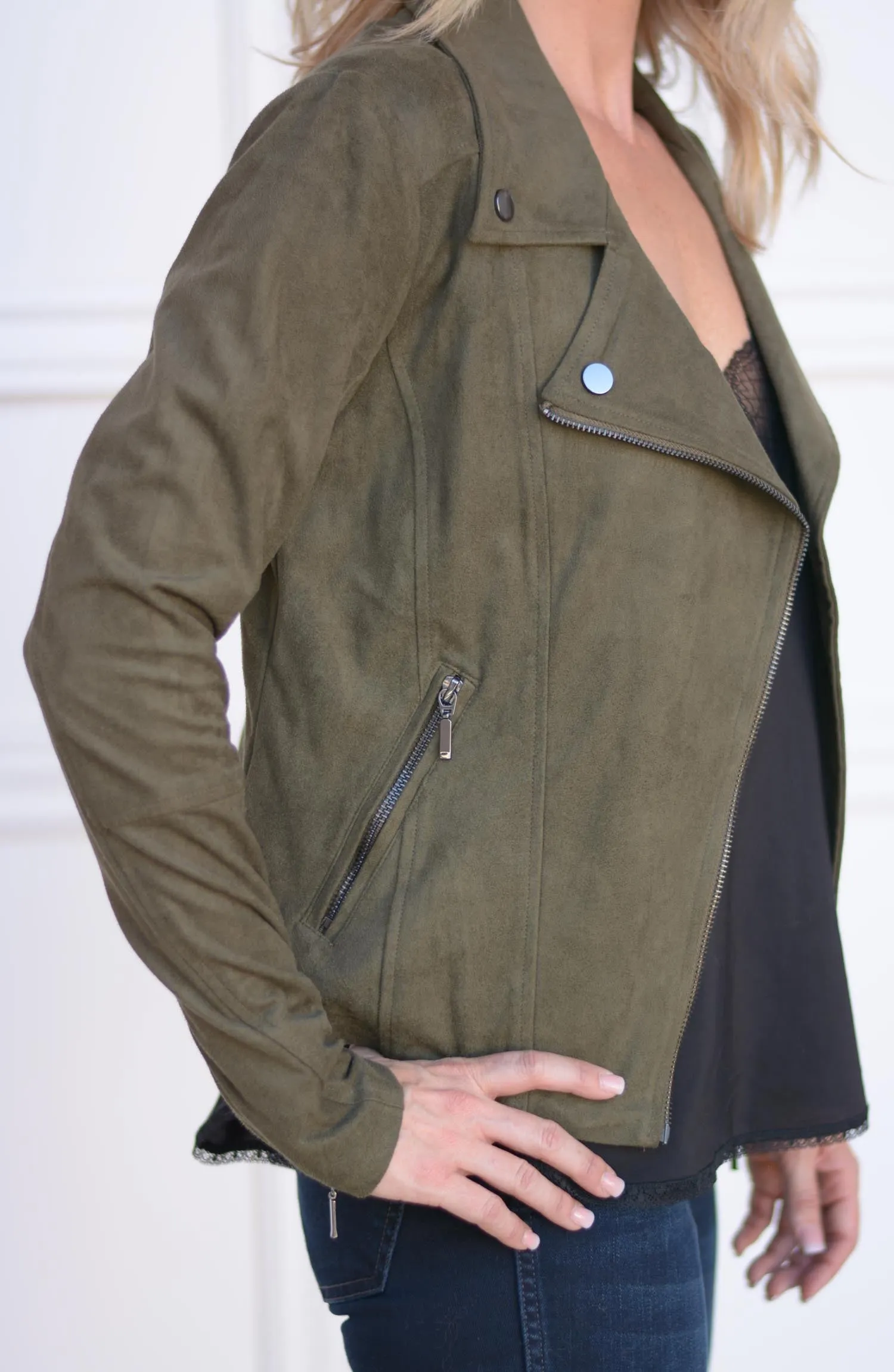 Bea Faux Suede Moto Jacket