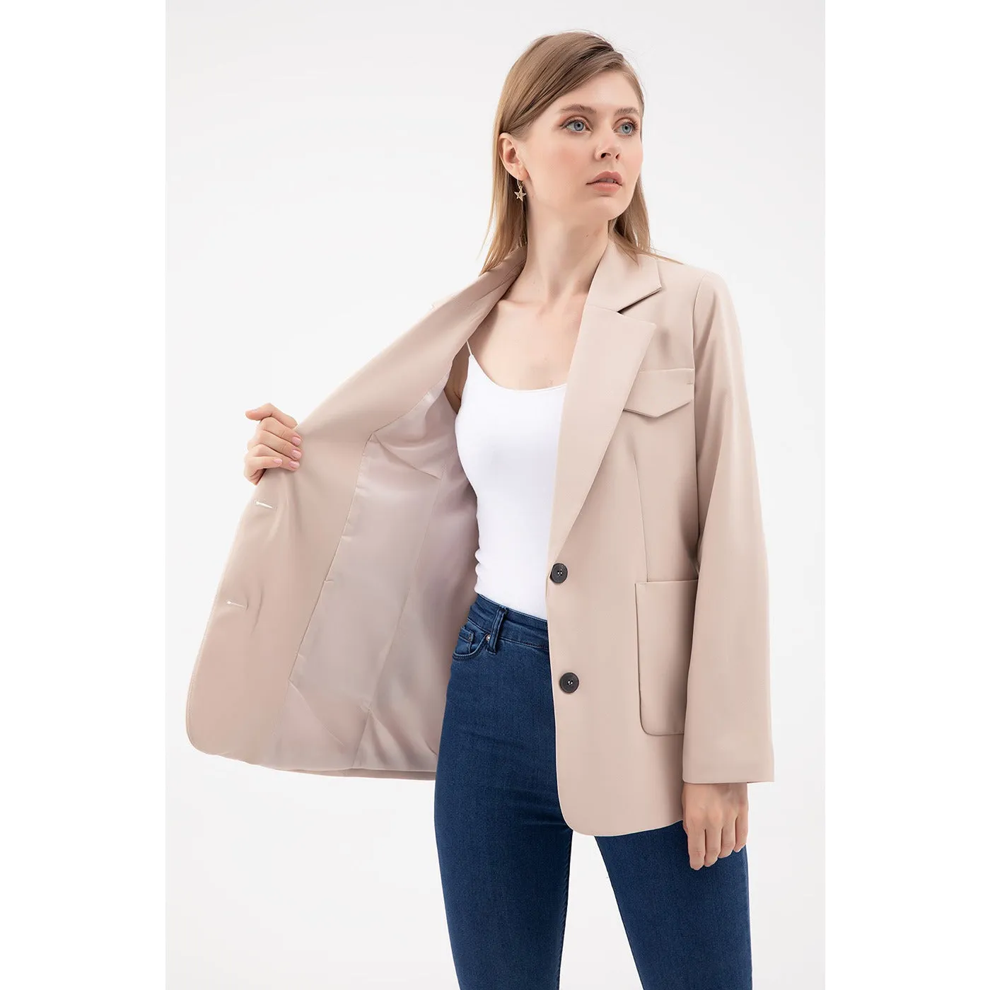 Beige Blazer Jacket