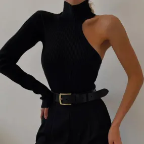 Best Of Body Suit Turtleneck One Shoulder Top