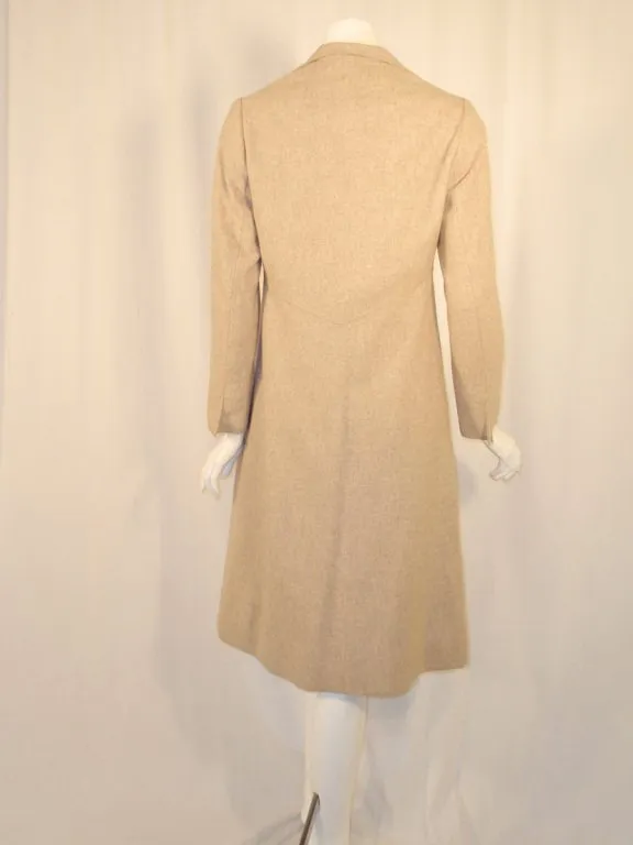 BILL BLASS 2 pc Oatmeal Wool Sheath Dress with Tie Front Coat