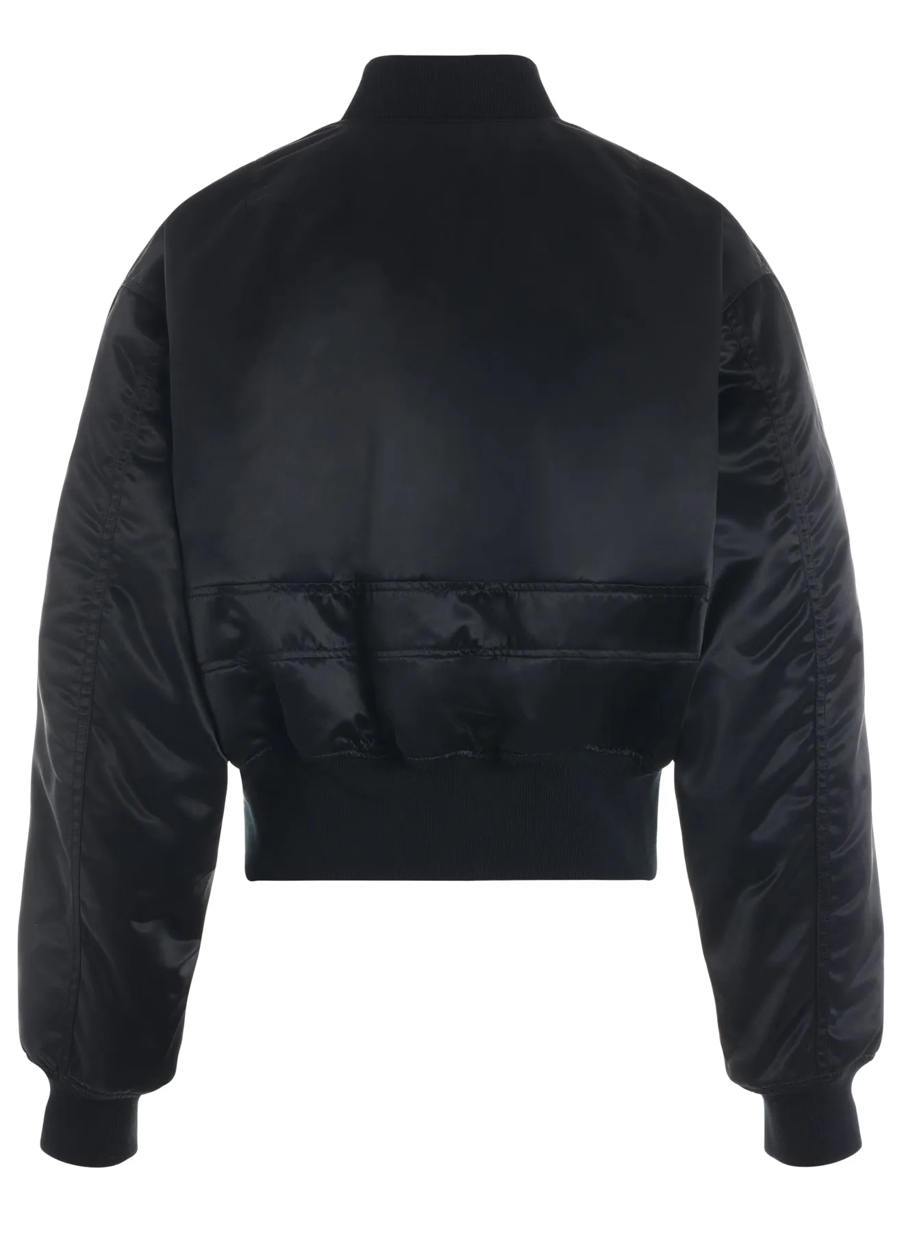 black cropped nylon bomber