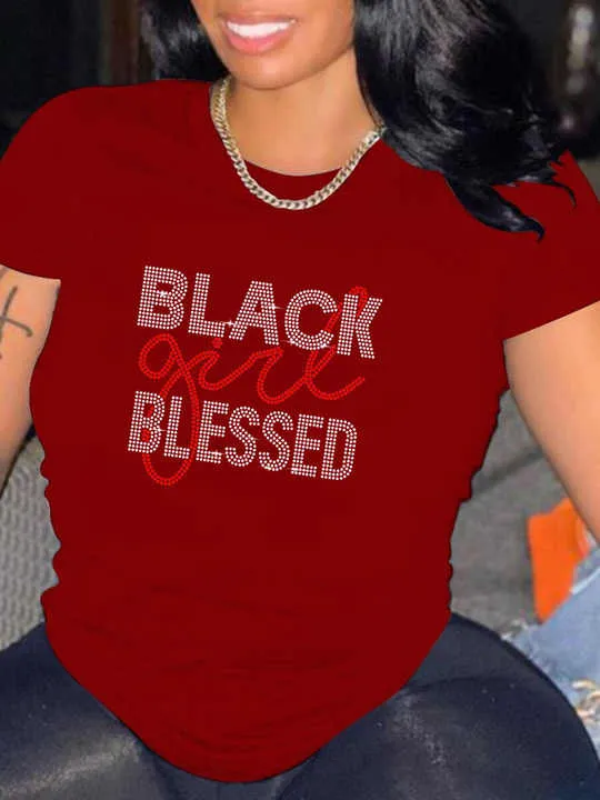 BLACK GIRL BLESSED Black Tee Shirt Top