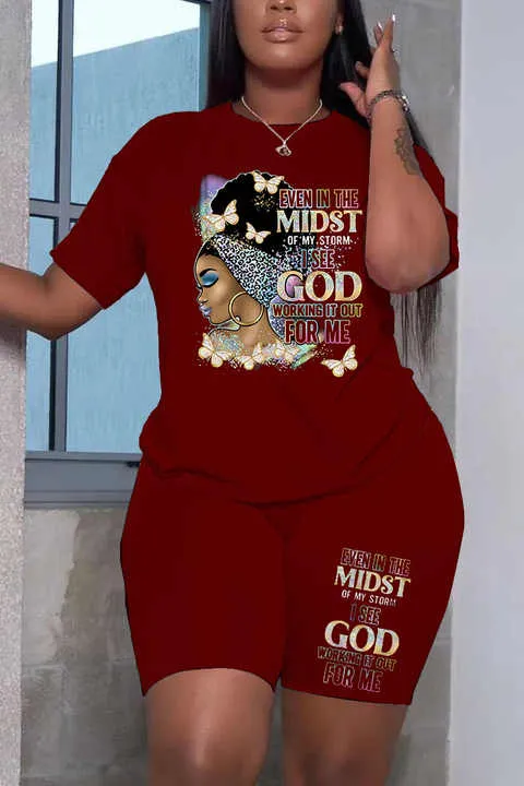 Black IN THE MIDST OF GOD Top & Shorts Set