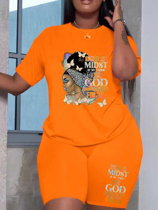 Black IN THE MIDST OF GOD Top & Shorts Set