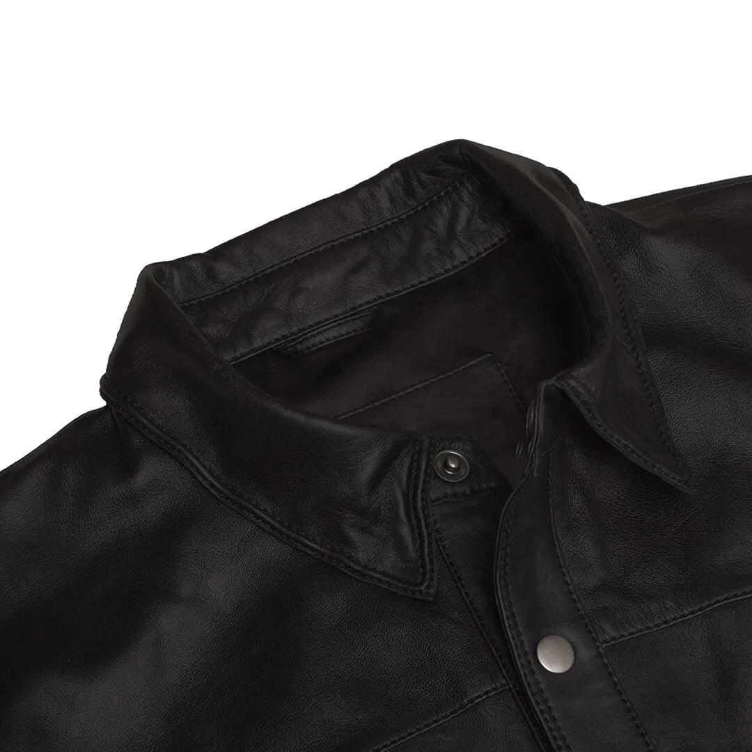 Black Leather Shirt Men's