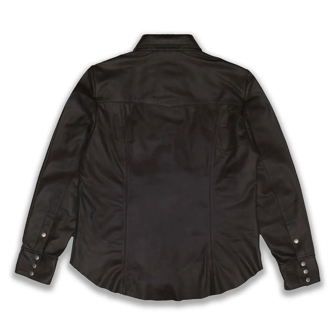 Black Leather Shirt Men's