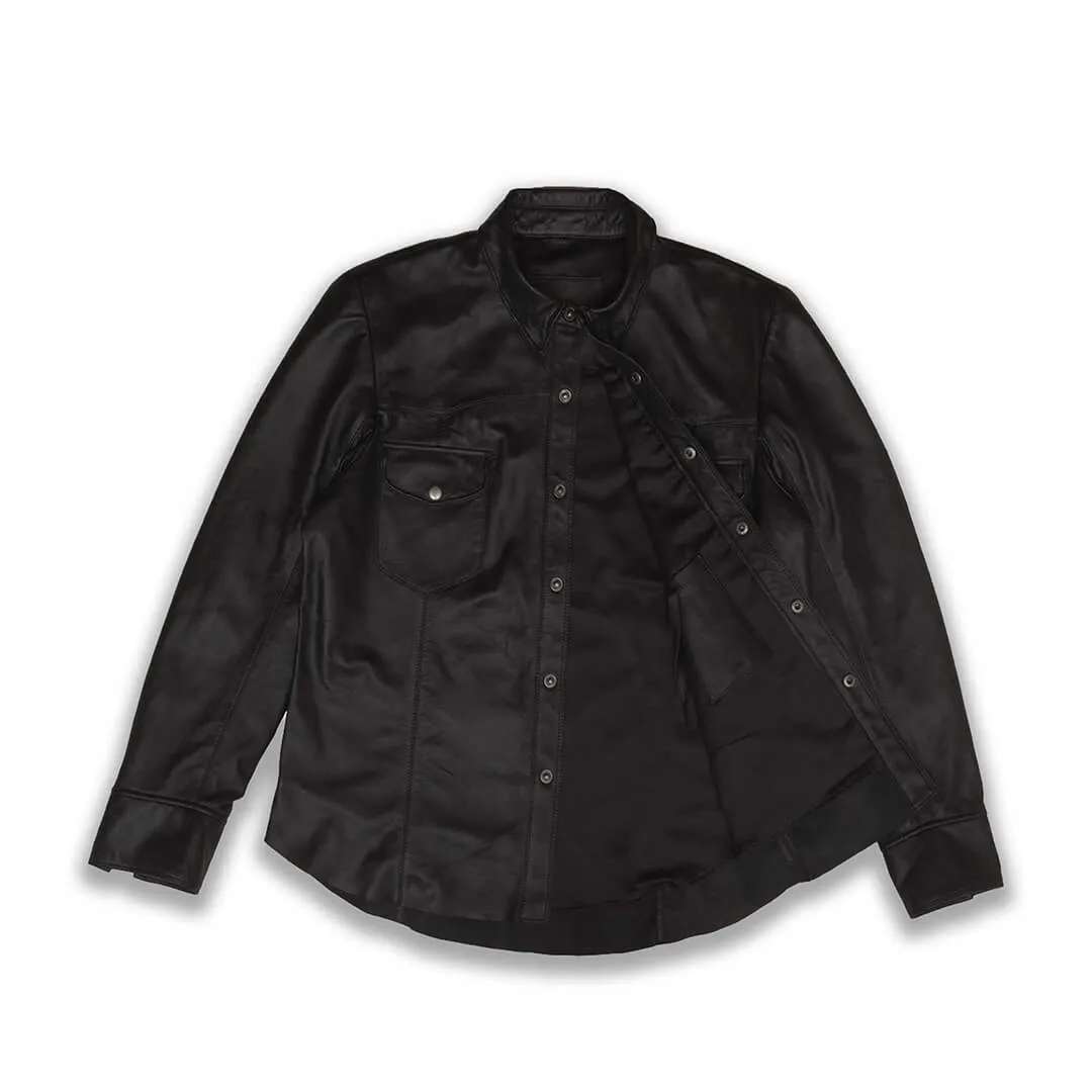 Black Leather Shirt Men's