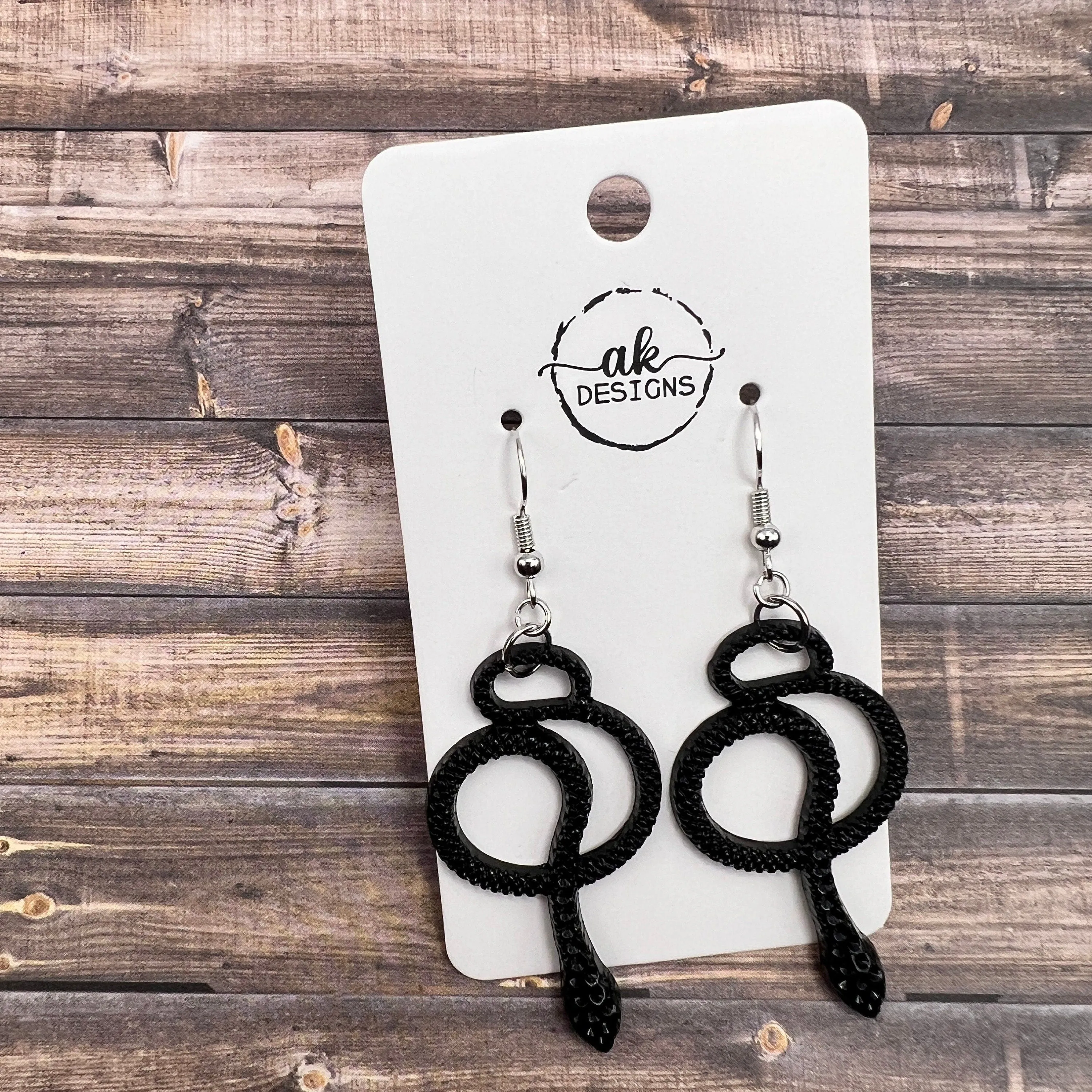 Black Serpent Snake Earrings