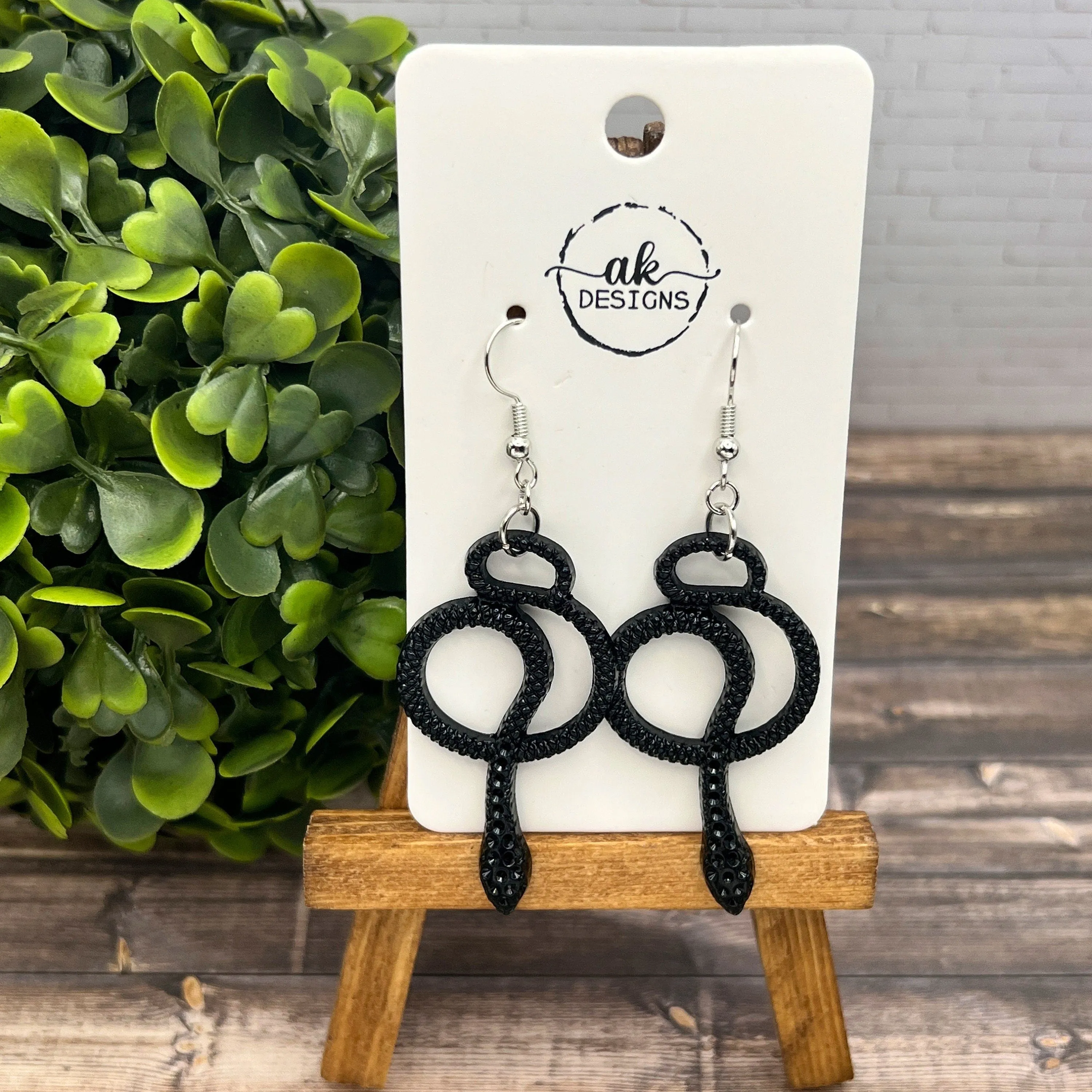 Black Serpent Snake Earrings