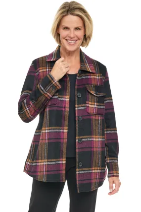 Brushed Plaid Shirt Jacket