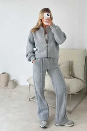 Camille grey bomber jacket and straight leg jogger loungewear