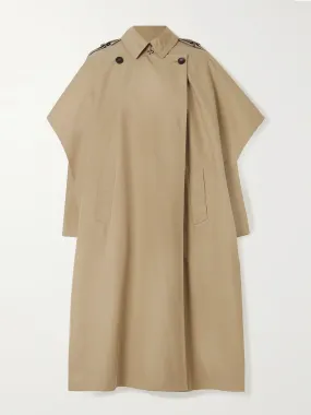 Cape-effect gabardine trench coat