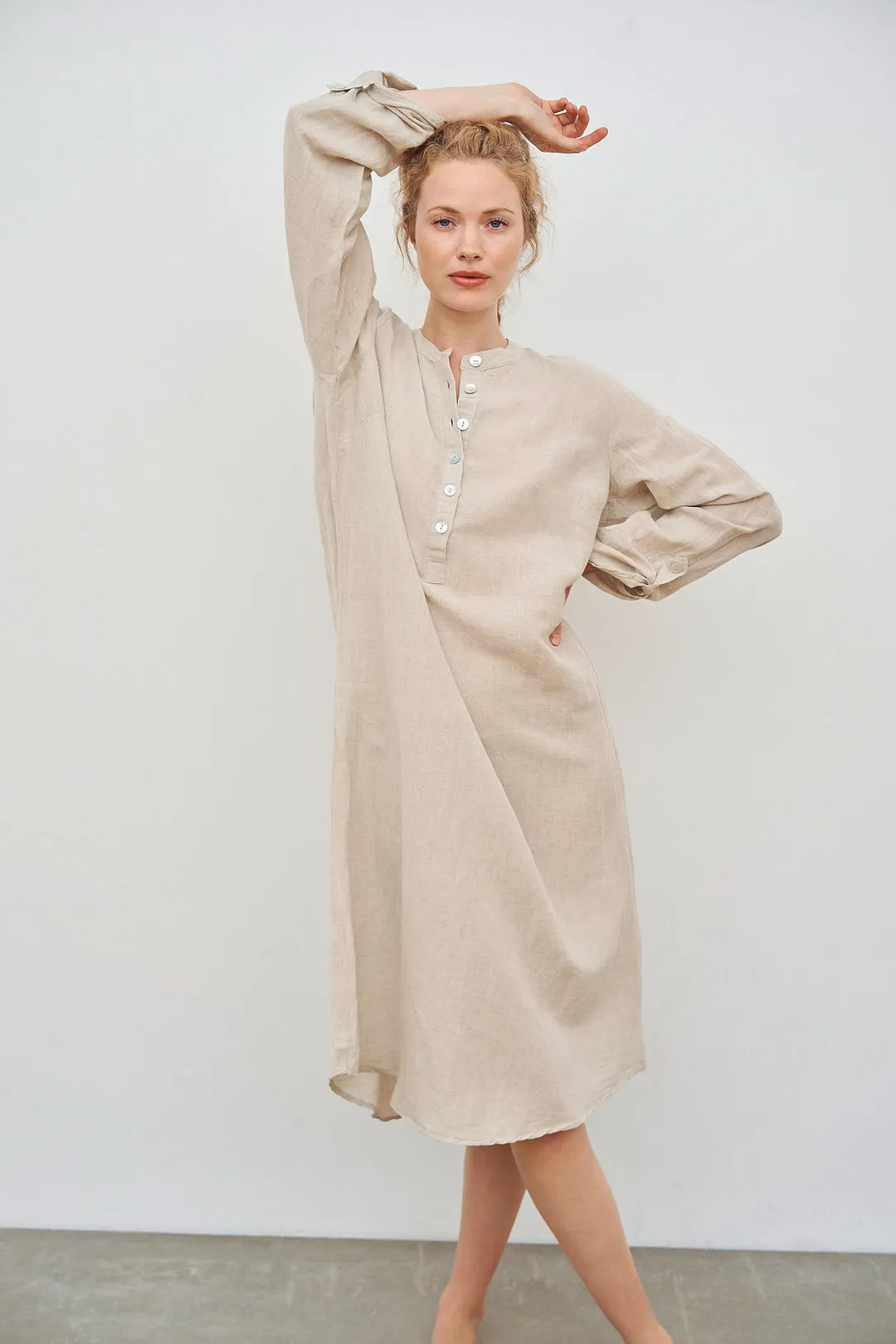 CARE BY ME Cecilie Shirt Organic Cotton Linen Womens Dress