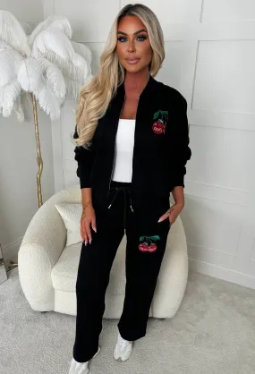 Cherie Black Cherry Embroidered Loungewear Set