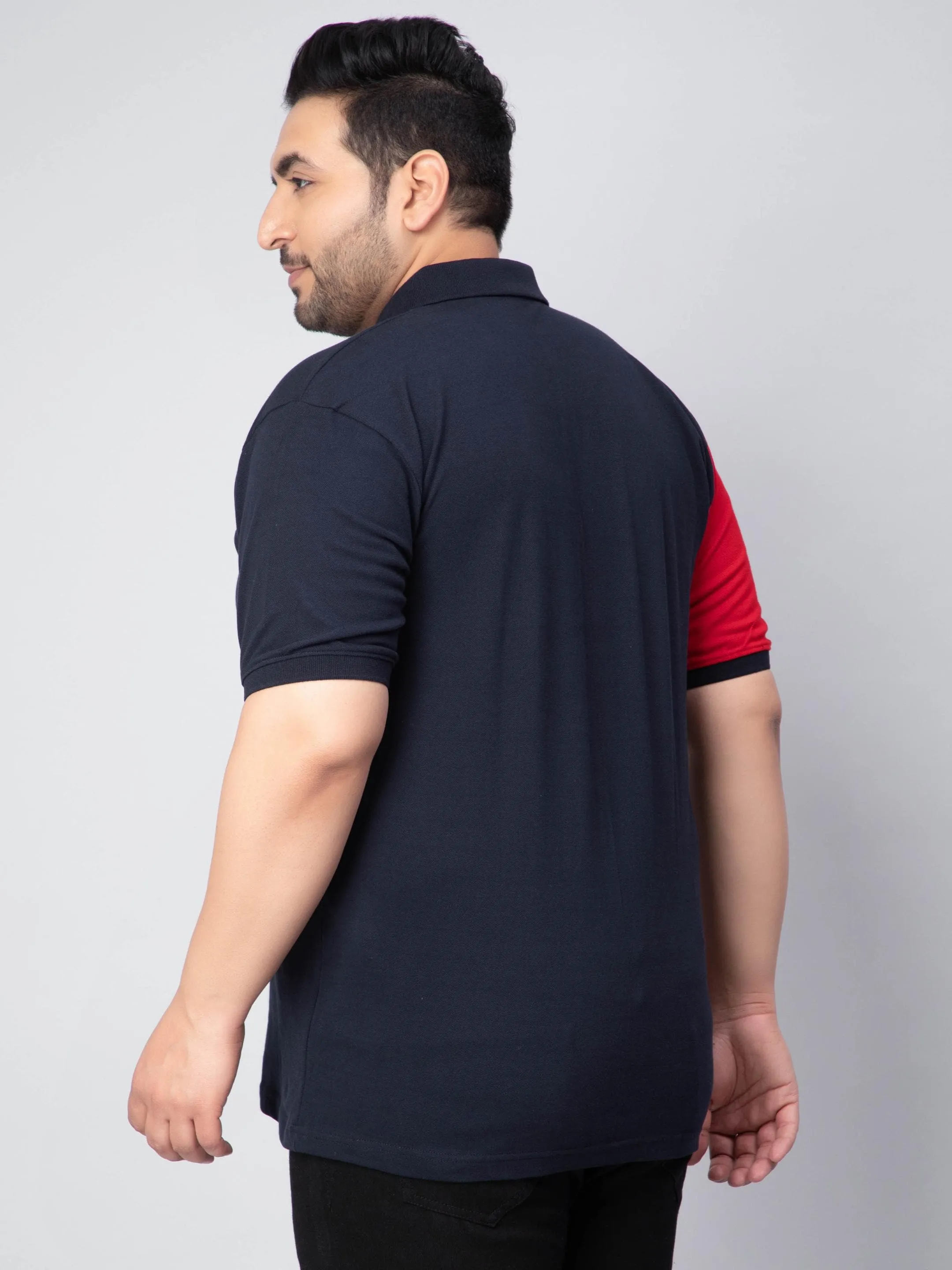 Classic Navy Triple Color Plus Size Polo T-shirt