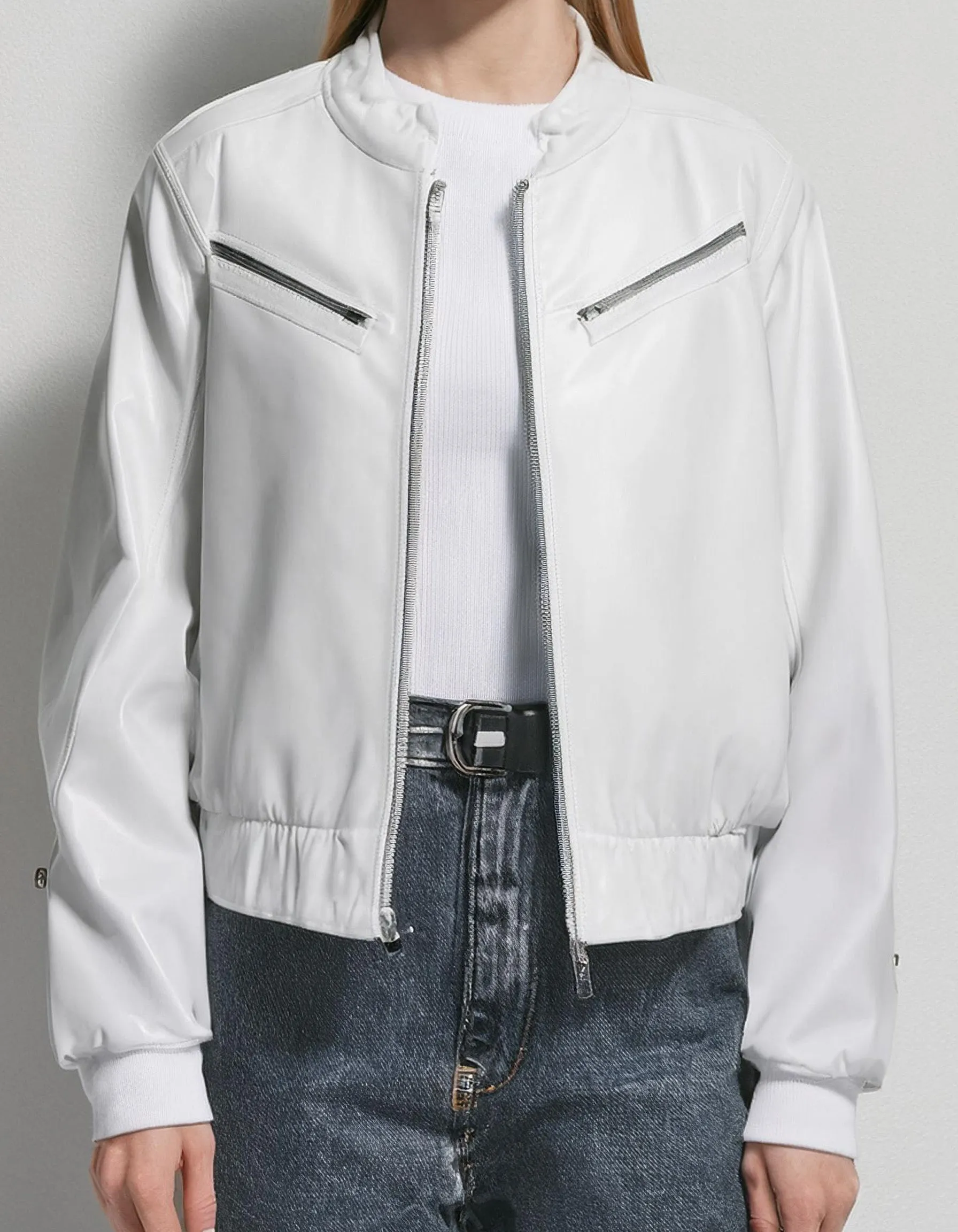 Classic White Bomber Jacket