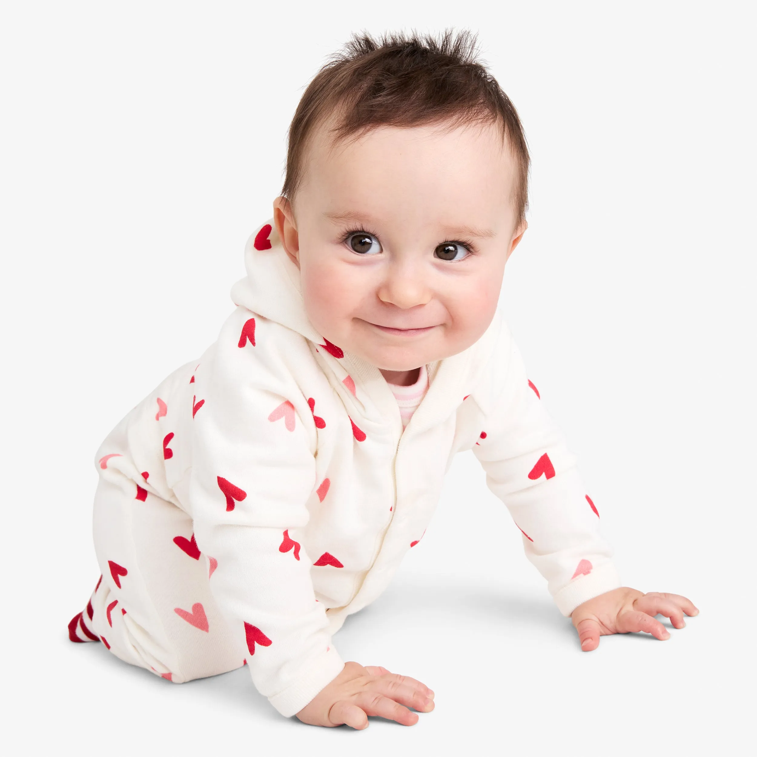 Clearance baby snap jacket & pant set in mini hearts