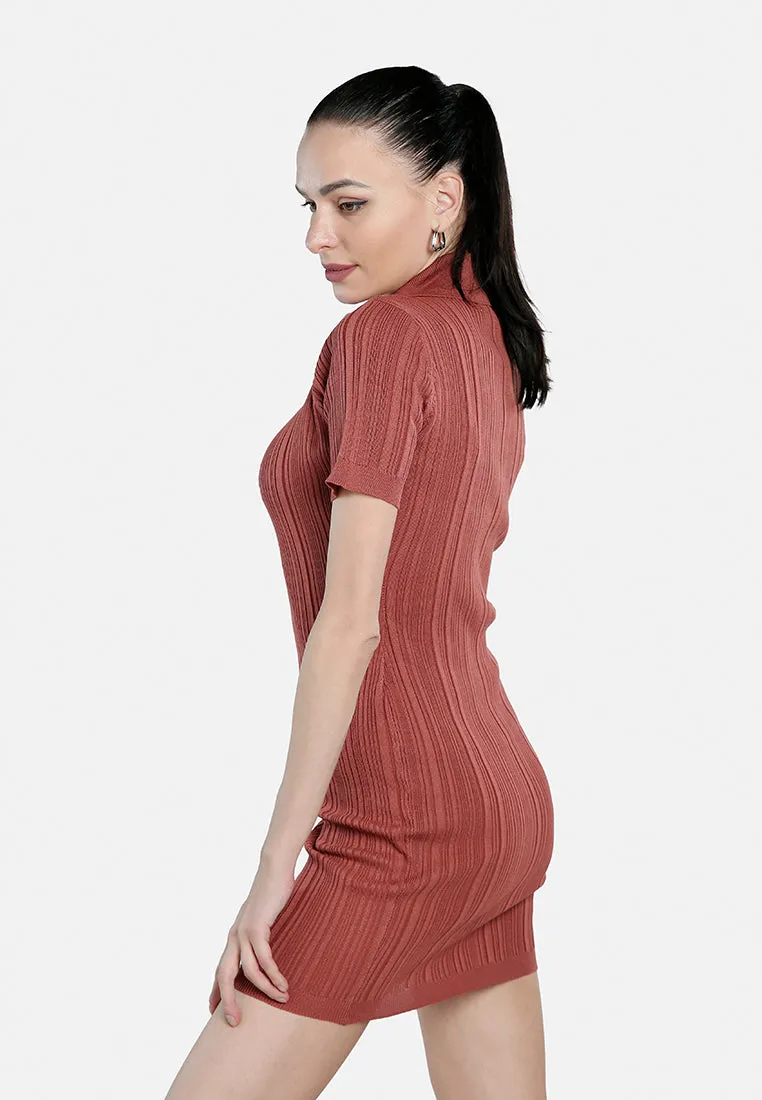 Collared Bodycon Sweater Dress