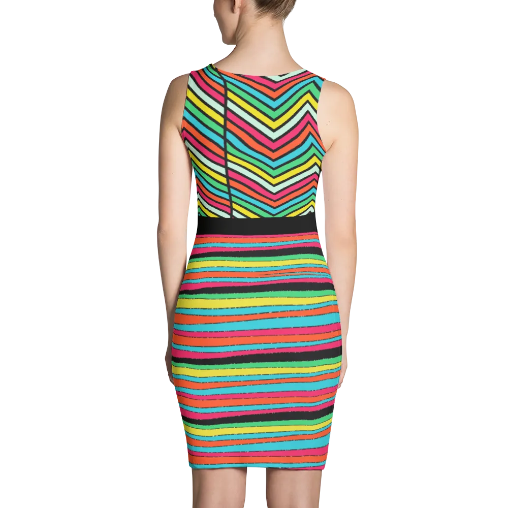 Colored Lines Bodycon Dress