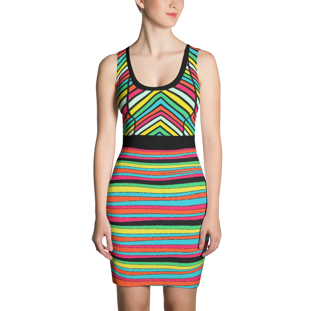 Colored Lines Bodycon Dress