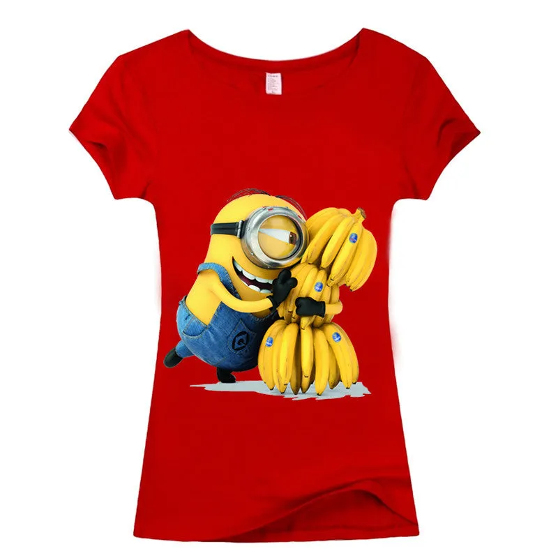 Copy of (Harajuku T Shirt)2016 Sexy cute Womens Lycra Tee T Shirt Ladies Minion Slim Summer 3d kawaii Women T-Shirts Minions Cartoon Top