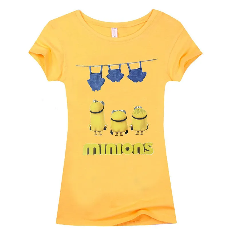 Copy of (Harajuku T Shirt)2016 Sexy cute Womens Lycra Tee T Shirt Ladies Minion Slim Summer 3d kawaii Women T-Shirts Minions Cartoon Top