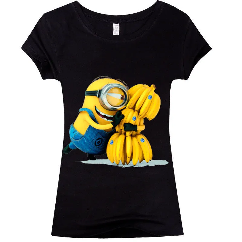 Copy of (Harajuku T Shirt)2016 Sexy cute Womens Lycra Tee T Shirt Ladies Minion Slim Summer 3d kawaii Women T-Shirts Minions Cartoon Top