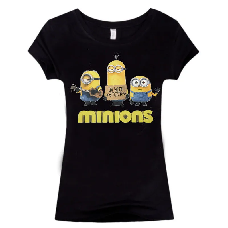 Copy of (Harajuku T Shirt)2016 Sexy cute Womens Lycra Tee T Shirt Ladies Minion Slim Summer 3d kawaii Women T-Shirts Minions Cartoon Top