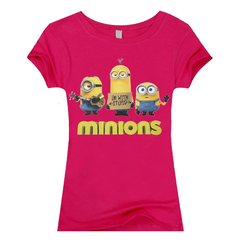 Copy of (Harajuku T Shirt)2016 Sexy cute Womens Lycra Tee T Shirt Ladies Minion Slim Summer 3d kawaii Women T-Shirts Minions Cartoon Top