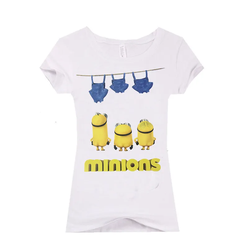 Copy of (Harajuku T Shirt)2016 Sexy cute Womens Lycra Tee T Shirt Ladies Minion Slim Summer 3d kawaii Women T-Shirts Minions Cartoon Top