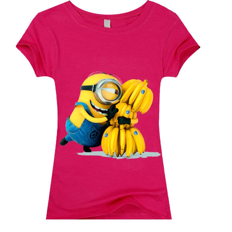 Copy of (Harajuku T Shirt)2016 Sexy cute Womens Lycra Tee T Shirt Ladies Minion Slim Summer 3d kawaii Women T-Shirts Minions Cartoon Top