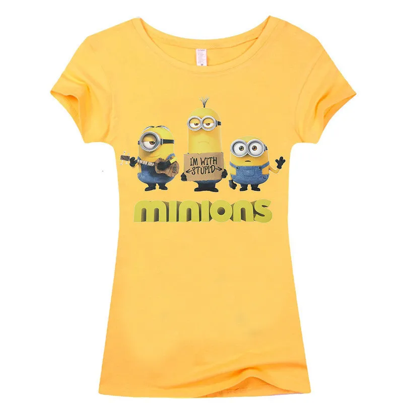 Copy of (Harajuku T Shirt)2016 Sexy cute Womens Lycra Tee T Shirt Ladies Minion Slim Summer 3d kawaii Women T-Shirts Minions Cartoon Top