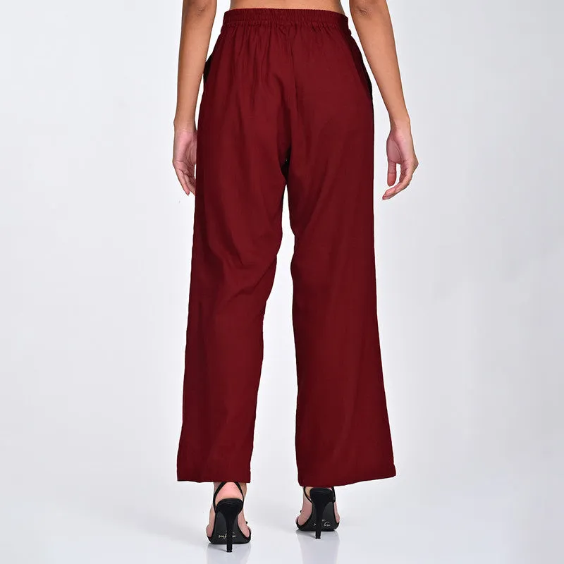 Cotton Co Ord Ord For Women | Shirt & Trouser | Draped Neck | Red